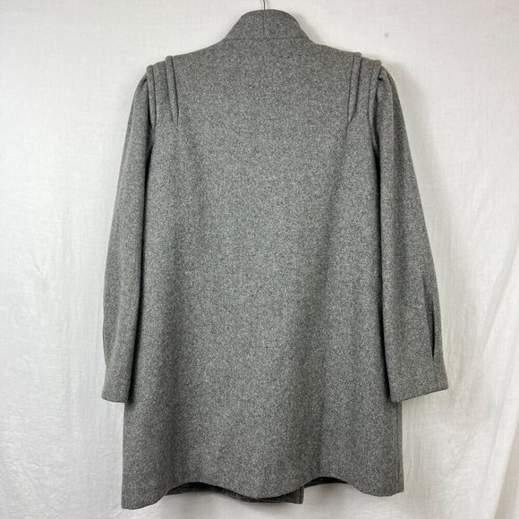 Vintage Elco Wool Blend Mid Length Coat Womens L - XL Button Up Puff Sleeve 90s - Picture 6 of 12